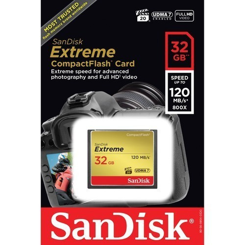 Карта памяти SanDisk Extreme CF 32Gb 120Mb/s, 85MB/s write UDMA7 (SDCFXSB-032G-G46) - фото