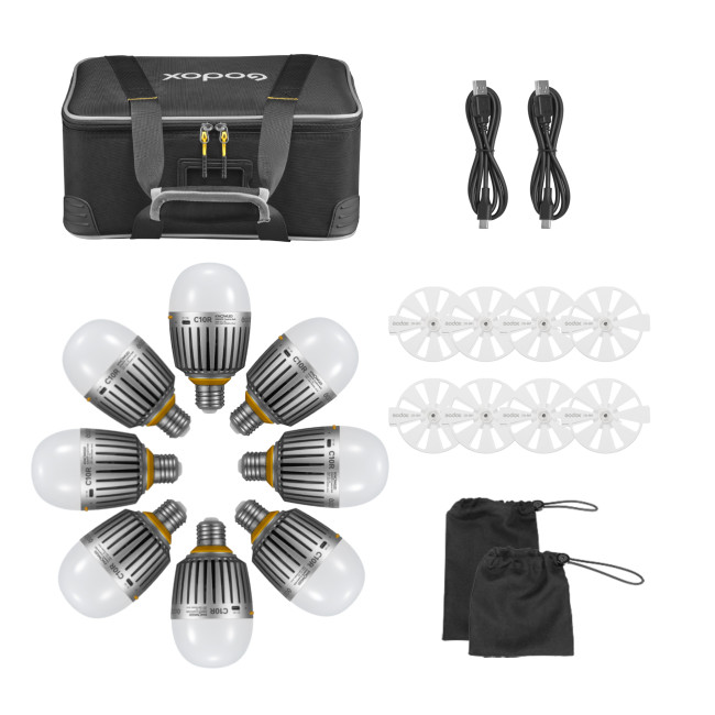 Комплект светодиодных ламп Godox Knowled C10R-K8 в кейсе - фото3