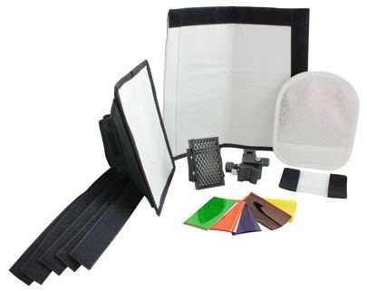 Комплект GRIFON SA-K6 для накамерных фотовспышек (софтбокс,рефлектор, соты, тубус, фильтры, переходник, липучки)