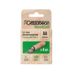 Аккумулятор GreenBean WoodCell AA зарядка USB-C (набор 4 шт)- фото4