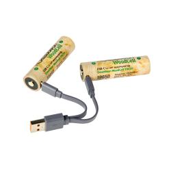 Аккумулятор GreenBean WoodCell 18650 зарядка USB-C (набор 2 шт)- фото3